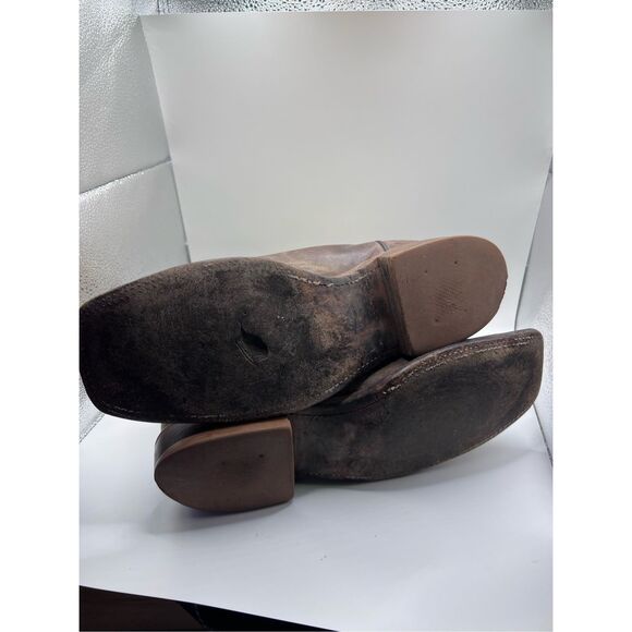 JUSTIN Bent Rail Boots Brown White w Turquoise Western‎ Square Toe Mens 10 D